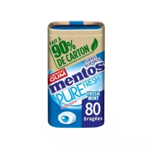 Boite Carton Pure Fresh Freshmint 80 Dragees Sans Sucres - MENTOS