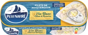 Filets de Maquereaux Vin Blanc Citron/Romarin, 175g  -  PETIT NAVIRE