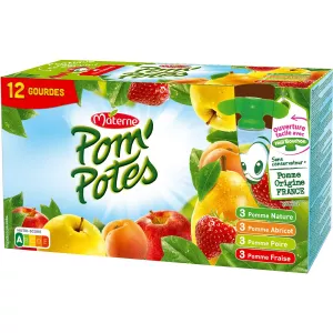 Compotes en gourde assortiment 12x90g - POM' POTES