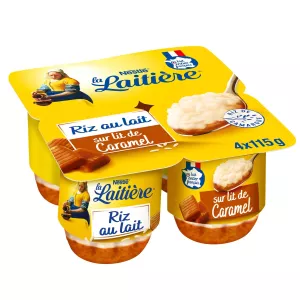 Desserts riz au lait sur lit caramel beurre salé 4x115g - LA LAITIERE