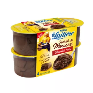 Mousse Chocolat Noir Secret de Mousse 4x59g - LA LAITIERE