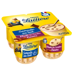 Semoule au Lait Rhum Raisin, 4x115g - LA LAITIERE