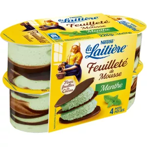 Mousse à la Menthe Chocolat Feuilleté de Mousse 4x57g - LA LAITIERE