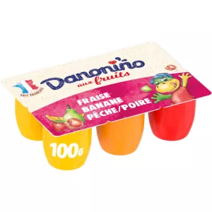 Danonino Fruits Fraise Peche Poire Banane 100 G X 6 - DANONE
