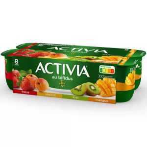 Yaourt aux fruits bifidus fraise abricot kiwi mangue 8x125g - ACTIVIA