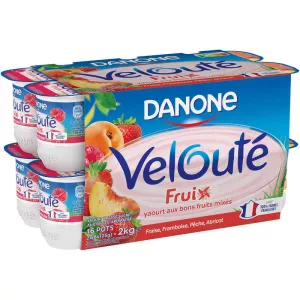 Velouté fruix  yaourt aux fruits brassé fraise framboise pêche abricot 125g - DANONE