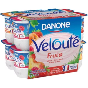 Velouté fruix yaourt aux fruits brassé fraise framboise pêche abricot 12x125g -  DANONE