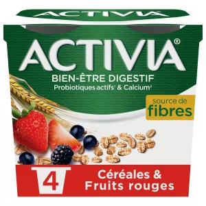 Yaourt aux fruits rouges et céréales bifidus 4x115g -  ACTIVIA