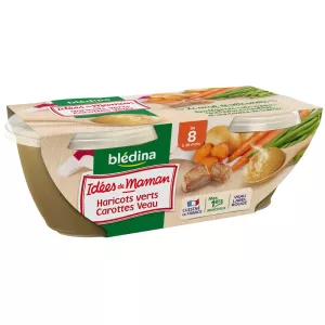 Pots haricots verts/veau dès 8mois 2x200g - BLEDINA