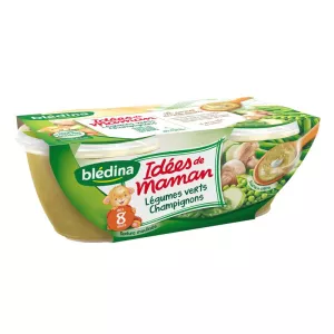 Pots légumes verts/champignons dès 8mois 2x200g - BLEDINA