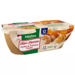 Potes de abóbora/frango a partir de 12 meses 2x200g - BLEDINA