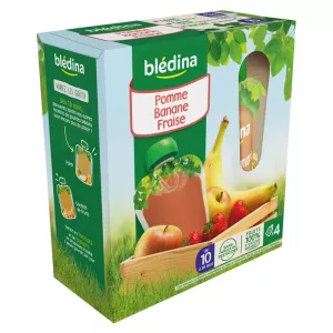 Gourde pomme/banane/fraise dès 10mois 4x90g - BLEDINA