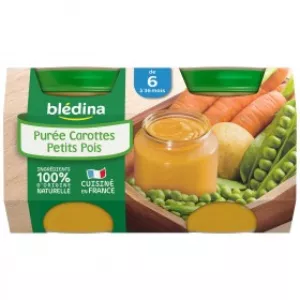 Purée de carottes/ petit pois dès 6mois 2x130g - BLEDINA