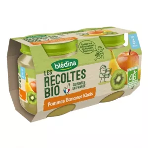 Compotes bébé pommes/ bananes/ kiwis BIO dès 6 mois 2x130g - BLEDINA