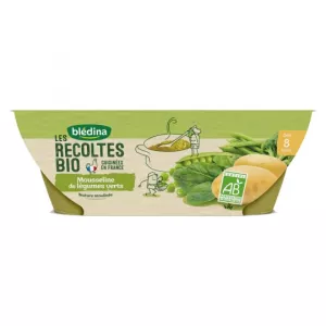 Plat bébé BIO mousseline de légumes verts dès 8 mois 2x200g - BLEDINA