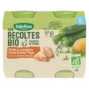 Small organic zucchini/chicken/thyme pots from 6 months 2x200g - BLEDINA