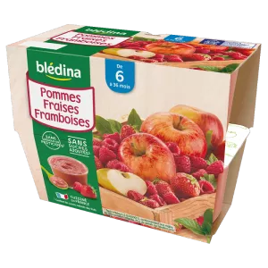 Composte di mele/fragole/lamponi 6-36 mesi 4x100g - BLEDINA