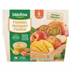 Compotes bébé pommes/ mangues/ passion dès 8 mois 4x100g - BLEDINA