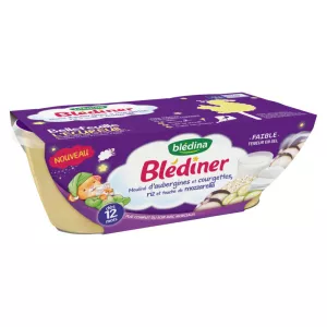 Миска Blédiner Mouliné баклажаны цуккини рис моцарелла 2*200г - BLEDINA