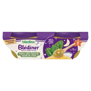 Blédiner plat bébé soir dès 8 mois petites pâtes épinards crème 2*200g - BLÉDINA