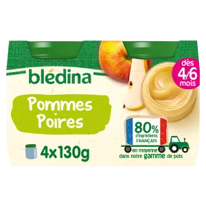 Compote bébé dès 4-6 mois pommes poires 4x130g - BLEDINA
