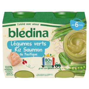 Petit pot légumes verts riz saumon du Pacifique dès 6 mois 2x20g - BLEDINA