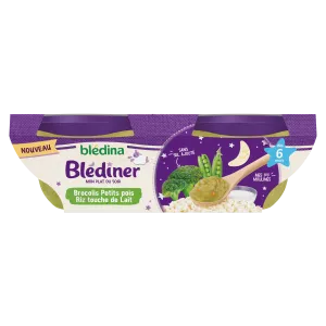 Blédiner kom broccoli erwtenrijst en vleugje melk vanaf 6 maanden 2x200g - BLEDINA