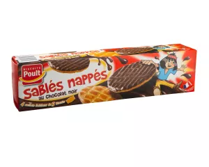 Sablés Standard Nappés Chocolat Noir - 4 Pochons De 5 Biscuits 200g - Poult
