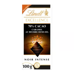 Tablette De Chocolat  Excellence Noir 70% Caramel Beurre Salé 100g - LINDT