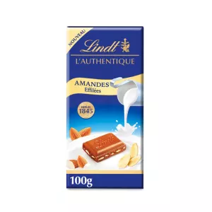 Tablette De Chocolat  Chocolat Lait Amandes Effilees 100g - LINDT