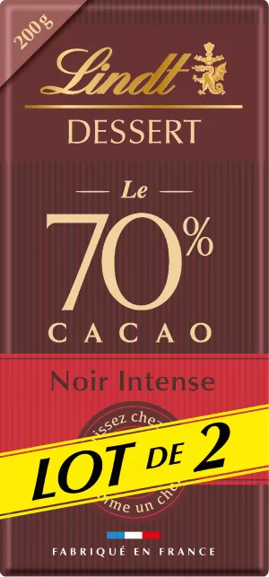 Dessert Noir 70% Cacao Intense Lot De 2x200 G - LINDT