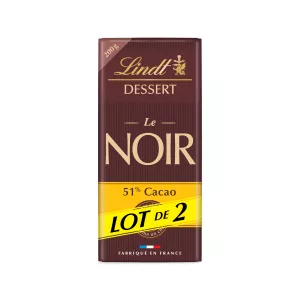 Dessert Noir 51% Cacao  Lot 2x 200 G - LINDT