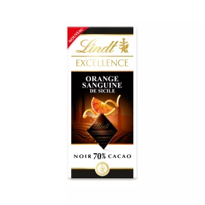 Tablette De Chocolat  Excellence Noir 70% Cacao  Orange Sanguine De Sicile  100 G - LINDT
