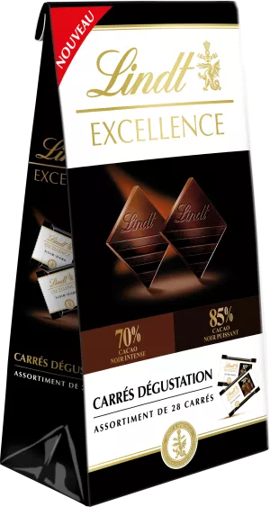 Chocolat Noir 70% Et Noir 85% Carrés Dégustation Excellence 154g - LINDT