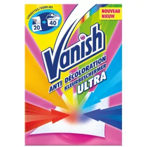 Anti-Décoloration Ultra lingettes protection couleurs 20 lingettes jusqu'à 40 usages - VANISH