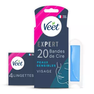 Bandes de Cire Expert Visage Peaux Sensibles Epilation Longue Durée - VEET