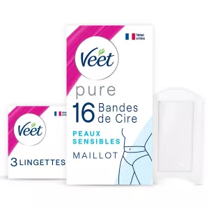 Bandes de Cire Pure Maillot Peaux Sensibles Hypoallergéniques x16 - VEET