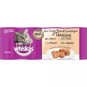 Scatole per gatti adulti con carne e pesce 4x400g - WHISKAS