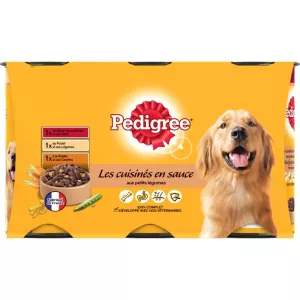 Les Cuisinés en Boîtes aux Viandes et Légumes pour Chien Adulte 3x1,2Kg - PEDIGREE