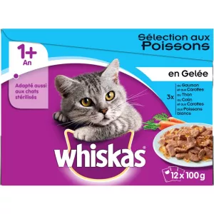 Sachets repas pour chats adultes aux poissons 12x100g - WHISKAS