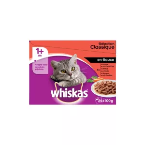 Sachets repas pour chats adultes aux viandes 24x100g - WHISKAS