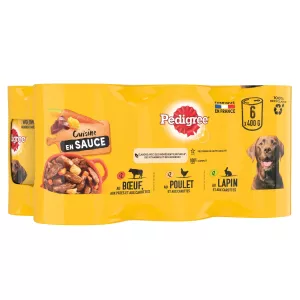 Pâtée pour chien Adulte au bœuf, au poulet & lapin 6x400g - PEDIGREE