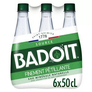 Eau gazeuse minérale naturelle finement pétillante Verte 6x50cl - BADOIT