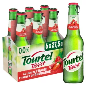 Bière Sans Alcool Saveur Fraise Rhubarbe,6x27,5cl - TOURTEL