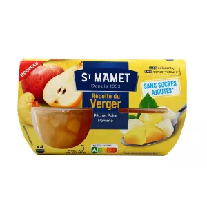 Salades De Fruits Verger Pêche Poire Et Pomme 4x113g - St Mamet
