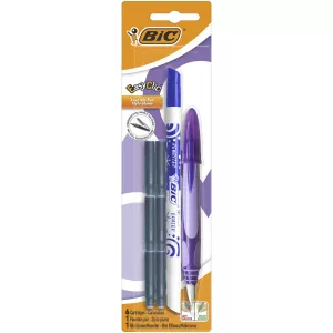 Stylo Plume Easy Clic Avec 6 Cartouches Encre Et Effaceur - Bic