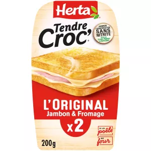Croque-monsieur ham kaas Tendre Croc' L'Original x2, 200 g - HERTA