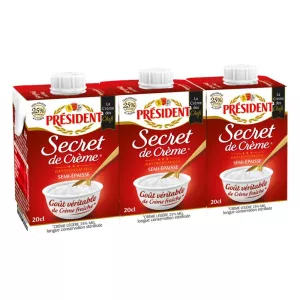 Secret de Creme Semi épaisse 25% mg Uht 3x20cl - PRESIDENT