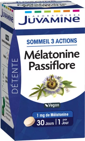 Complément alimentaire mélatonine passiflore pour le sommeil - JUVAMINE