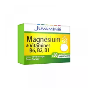 Nyongeza ya Chakula cha Magnesiamu, Vitamini B6, B2, B1 bila sukari x30 - JUVAMINE